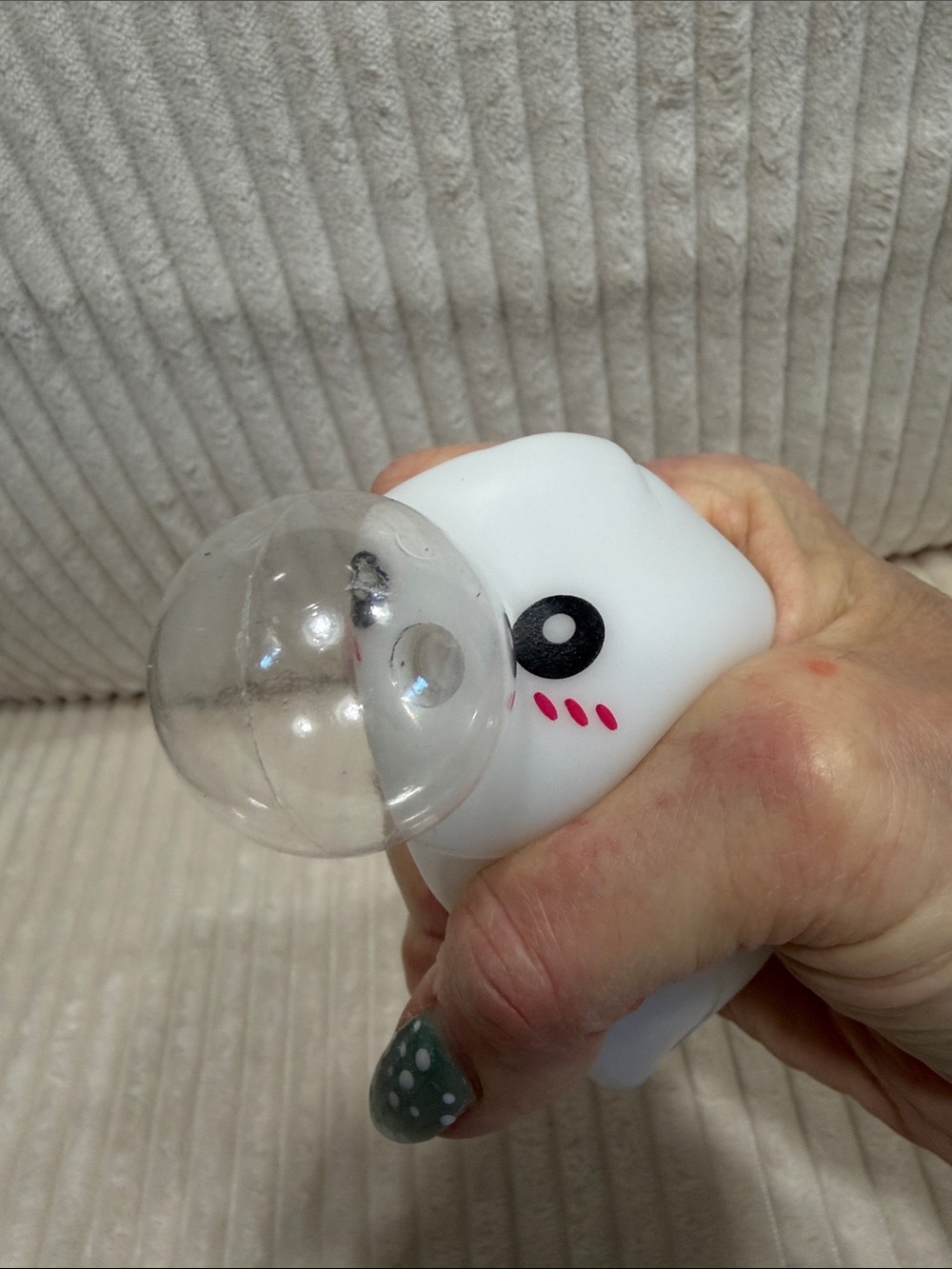 Dumpling Surprise!!Feels like a rubber ducky and blows a bubble!! New w/package.